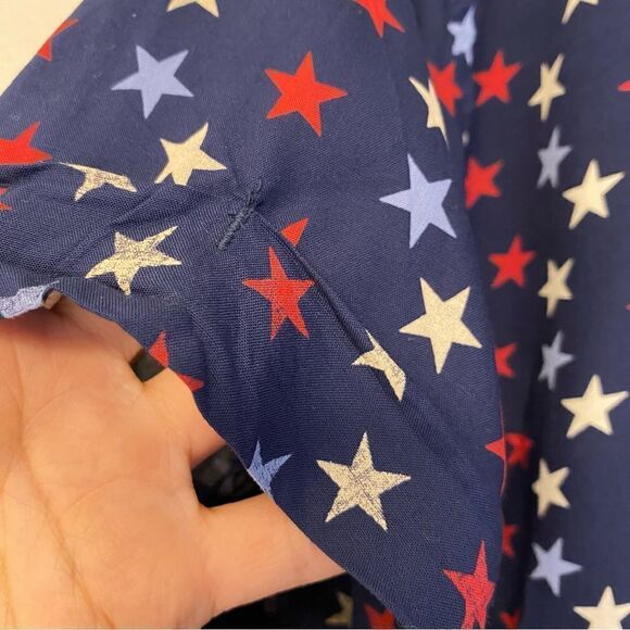 Tommy Hilfiger USA red white blue star American patriotic button up tie front XL - Picture 3 of 7